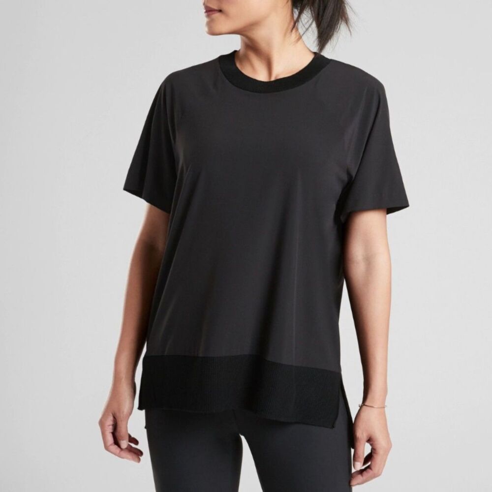 Athleta Crew Neck Short Sleeve Athletic T-Shirt Black XS